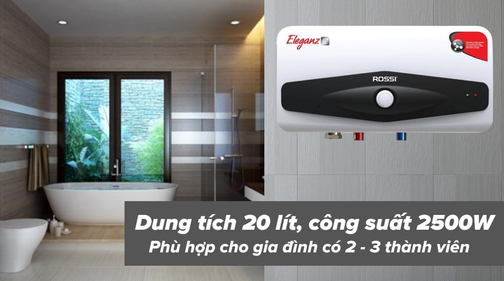 Dung tích bình chứa 20 lít, phù hợp với nhu cầu sử dụng của 2 – 3 thành viên